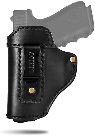 LIRISY Leather IWB Holster | Inside The Waistband Concealed Carry Gun Holster for S&W M&P Shield - Glock 17 19 22 23 26 32 33 43/ Springfield XD XDS/All Similar Handguns