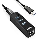 Anker 3-Port USB 3.0 Portable Data Hub with 1 Gbps Ethernet Port Network Adapter for Macbook, Mac Pro / mini, iMac, XPS, Surface Pro, Notebooks, Desktop PCs, USB Flash Drives, Mobile HDD, and More