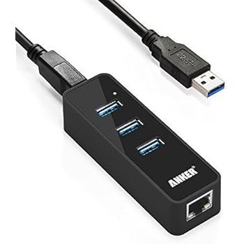 Anker 3-Port USB 3.0 Portable Data Hub with 1 Gbps Ethernet Port Network Adapter for Macbook, Mac Pro / mini, iMac, XPS, Surface Pro, Notebooks, Desktop PCs, USB Flash Drives, Mobile HDD, and More