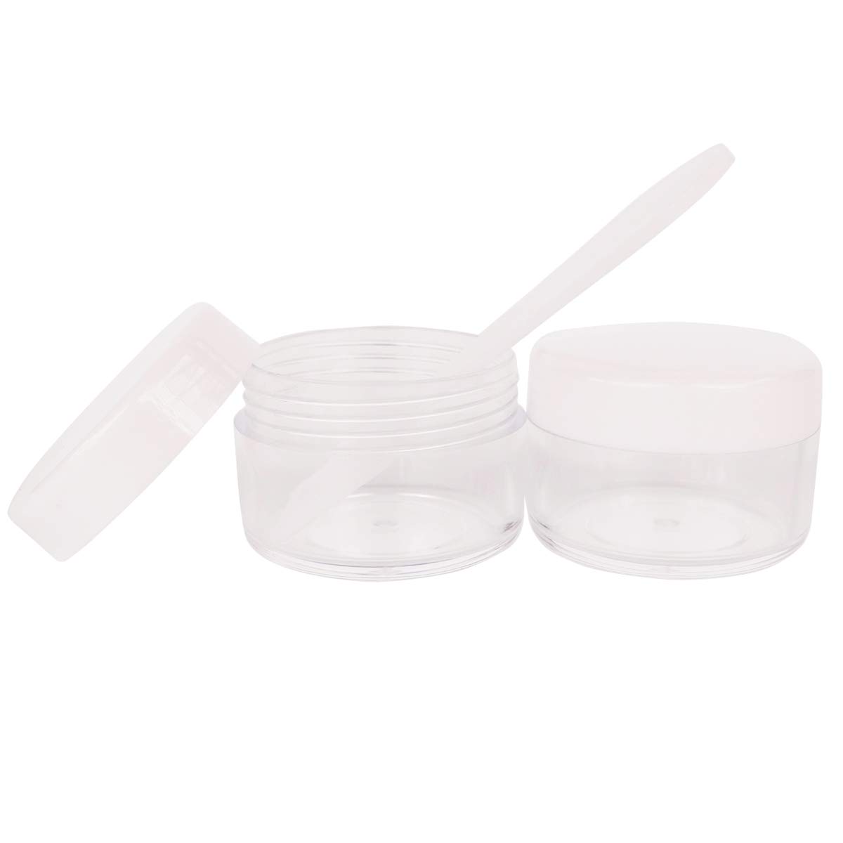 GreatforU 20pcs 15 Gram 15ml Small Empty Sample Jars, Refillable Cosmetic Container, Plastic Round Pot WHITE Screw Cap Lid, Tiny 15g Bottle for Makeup Eye-shadow Nails Salves Ointments, Free Spatulas : Beauty