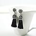 Women's Dangle Drop Short Tassel Earrings with Shell Pearl Black Rhinestone Top