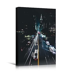 signwin Canvas Wall Art Road Lights Cityscape Colorful...