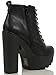 Soda Women's Gru Faux Leather Lace-up Thick Platform Chunky Heel Lug Ankle Bootie, Black, 6 M US