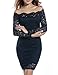 ACEVOG Women's Retro Floral Lace Slim Evening Cocktail Mini Dress (Small, Navy Blue)
