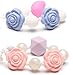 Silicone Pacifier Clip Girl with Teething Pain Relief Beads, 2 BPA Free Teething Toy Set, Best Unique Gifts for Baby Shower, Universal Holder for Binky, WubbaNub, NUK, Avent Soothie and MAM Pacifiers