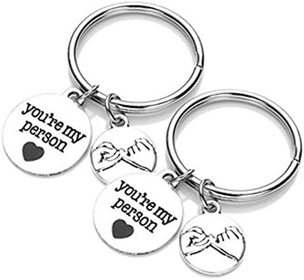 ChVans 2 PCS You Are My Person Silver Alloy Couples Key Chain