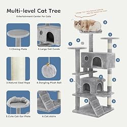 DUMOS 54-inch Indoor Cat Tree Tower –Multi-Level