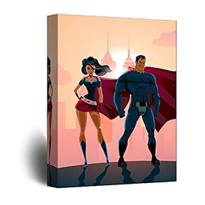 Superheros On Building Edge Comic Strip Pop Art