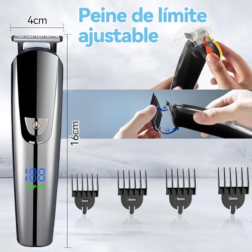 21 en 1 Kit de Maquina para cortar cabello, Cortapelo Hombre Recargable Multifuncional, Rasuradoras para hombre totalmente impermeable, Adecuado para cabello, barba, vello corporal, vello de nariz