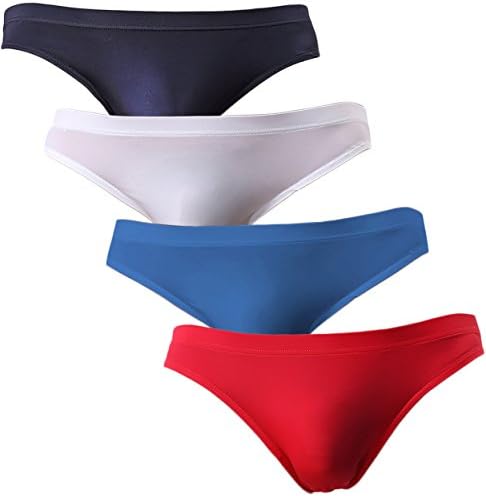 Men's Sexy Briefs Ice Silk Underwear Seamless Transparent Undies 4 Pack L