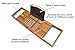 Bamboo Wooden Bathtub Expandable Tray Caddy - Luxury Spa Reading Organizer with Holder for Your iPad or Book - Adjustable Extending Slides Fit Most Jacuzzis & Tubs - Unique Gift Idea for Loved Ones