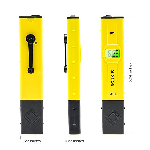 pH Meter, Sonkir Advanced Digital pH Tester for Water Quality Test, ATC Function, 0.01 Resolution Backlit LCD Display (Yellow)