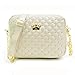Outtop Crown Messenger Bags Rivet Chain Shoulder Bag Leather Crossbody 22cm(l)×16.5cm(h)×8cm(w) (Beige)