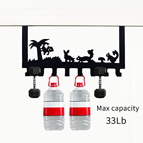 Over The Door Hook 2pcs Coat Hanger Rack Organizer, Black Heavy Duty 8 Hangers Heavy Duty Organizer for Coat Clothes Towels Bag Robes Ties Hats Scarves