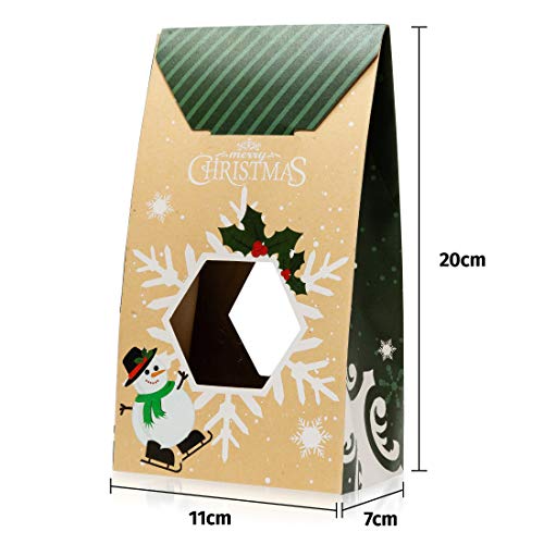 Cookie Bags For Gift Giving - Set of 12 Christmas Treat Boxes - Food Bags For Gifts - 2 Unique Decorative Treat Bags - Easy Assemble Cookie Containers - Premium Candy Boxes Packaging - Thumbnail 3