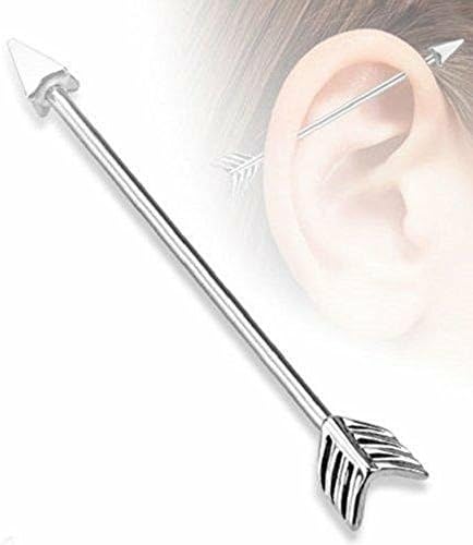 IndustriaL Bar 316L Surgical Steel Arrow Industrial Barbell 14 gauge 1 1/2