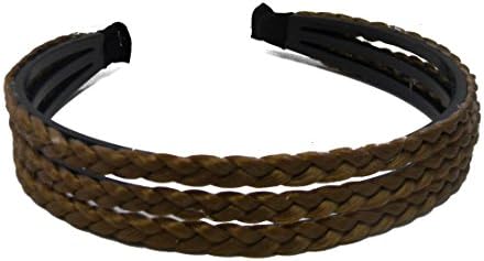 Light Brown 3 Row Hair Plait Braided Hard Headband Hair Bands with Braids (Keshet Accessories)