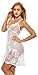 ADOREJOY Lingerie for Women Babydoll Lace Nightgown Mesh Bridal Wedding Sleepwear(White,S)