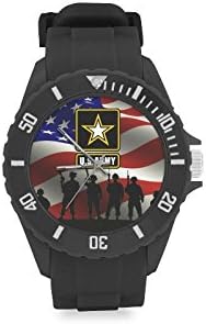Birthday Gifts Military US Army Soldiers and American Flag Kids' Round Rubber Sport Watch