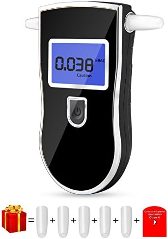 [2018 UPGRADED] Breathalyzer, MrLi Professional Alcohol Detector with Digital LCD Breath Tester and 10 Mouthpieces Breath Analyzer High-precision and Easy-control for Drinkers Driver
