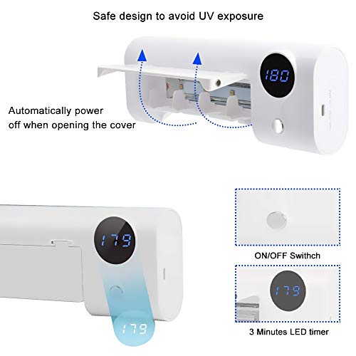 Solar-Power UV Sanitizer Toothbrush Holder, Bathroom Toothbrushes Holder Wall Mounted with Sterilization Function, USB Charging with 2000mAh Battery - Thumbnail 2
