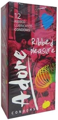 Adore Ribbed Pleasure Condoms - 12 Condoms, 1 count (Pack of 12)
