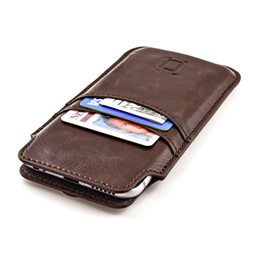 iPhone 8, 7, 6S and 6 Wallet Sleeve by Dockem- Vintage Synthetic Leather Card Case; Ultra Slim Professional Executive Pouch Cover with 2 Card Holder Slots, Brown