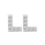 EVER FAITH 925 Sterling Silver Pave Cubic Zirconia Fashion Initial Alphabet Letter L Stud Earrings Clear