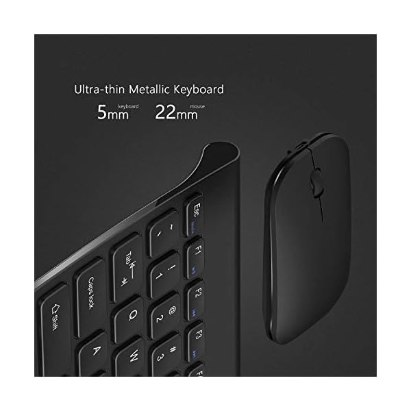 seenda Wireless Keyboard and Mouse, Ultra Compact Rechargeable Small Keyboard and Mouse Combo with USB Receiver Low…