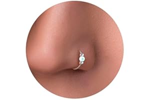 Tiny White Opal Sterling Silver Nose Ring - 24 Gauge Thin Handmade Opal Nose Hoop Ring Silver Snug - 925 Sterling Silver Nose