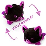 TeeTurtle Reversible Fox Mini Plush, Black/Purple