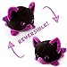 TeeTurtle Reversible Fox Mini Plush, Black/Purple