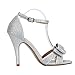 Coshare Women's Fashion Bridal Formal Ankle Strap Open Toe Heels Evening Dress Sandals, Silver, 9 M US