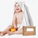 Bamboo Hooded Towel | Made From Organic Bamboo | Extra Soft & Quickly Dries Babies Sensitive Skin | Best Baby Shower Gift for Girl, Boy or Newborn | Premium Bath Towels with a Cute Animal Hood