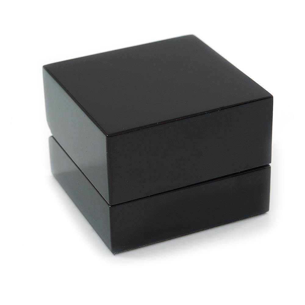 Avalaya Luxury Wooden Black Gloss Wedding Double Ring/Stud Earrings Box (Rings are not Included)