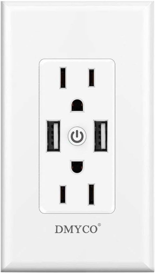 WiFi Smart Wall Outlet,Top & Bottom Outlets are Independently Controllable,Duplex Receptacle Socket,Compatible with Alexa Dot Echo Plus Google Assistant IFTTT, No Hub Required (1)
