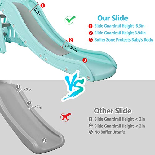 Naice Kids Slide, Upgraded Toddler Climber Slide, Sturdy Frame with Basketball Hoop, Indoor Outdoor Playground Toy, Kids Gift
