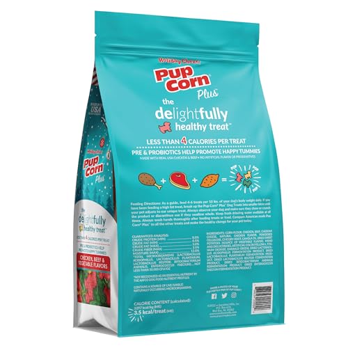 PUP CORN PLUS – PUFFED DOG TREATS WITH PREBIOTICS AND PROBIOTICS – HOLIDAY CHEER FLAVORED (24OZ) – MADE IN USA
