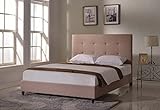 Home Life Cloth Light Brown Linen 47" Tall Headboard Platform Bed with Slats Queen - Complete Bed 5 Year Warranty Included ()