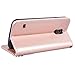 Galaxy S5 Case, CinoCase Luxury 3D Bling Crystal Rhinestone Wallet Leather Purse Flip Card Pouch Stand Cover Case with Shiny Diamond Pearls & Lovely Heart Pendant for Samsung Galaxy S5 - Rose Gold