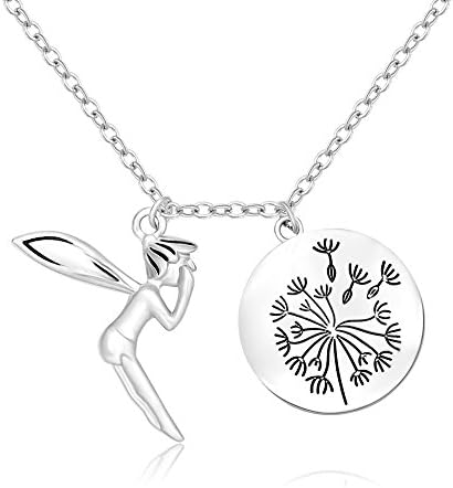 BEICHUANG Naughty Fairy Angel with Flying Dandelion Pendant Necklace