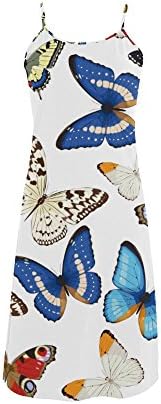 Women's Butterfly Polyester Casual Slip Dress M