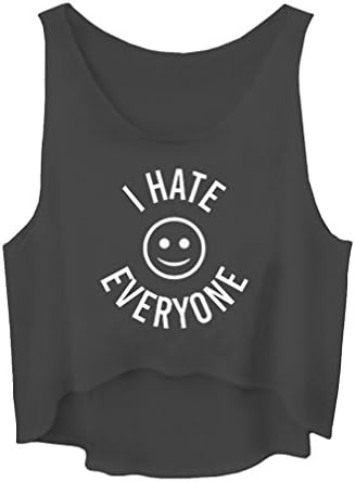 Summer Harajuku I Hate Everyone Funny Crop Top Tank Kawaii T Shirt for Girls,M