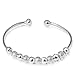 Jiayiqi Women Simple 925 Sterling Silver Color Beads Bangle Bracelet for Women