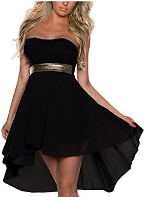 FASHION LOVER Women's Strapless High Low Cocktail Prom Dress Size S Black