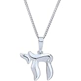 Vanbelle Sterling Silver Jewelry - Rhodium Plated with 925 Stamp - Religious Theme Chai - Good Luck Pendant-Necklace for Women - 16.5" long + 2" Extender