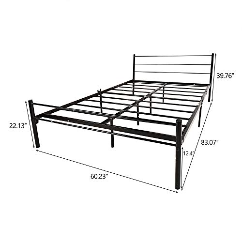 DUMEE Queen Size Metal Bed Frame with Headboard and Footboard Mattress