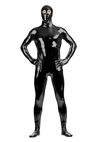 WOLF UNITARD Men's Shiny Metallic Unitard with Eyes Open X-Large Black