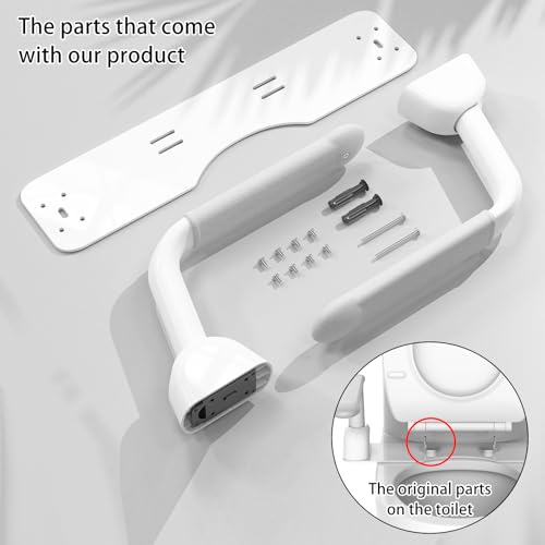 Heuffe Standing Aid Toilet Foldable, Robust Toilet Standing Aid No Drilling, Toilet Support Frame, Toilet Handle for Disabled People, Toilet Frame Freestanding