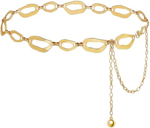 Glamorstar Chain Belts for Women Dress Multilayer Metal Waist Belt